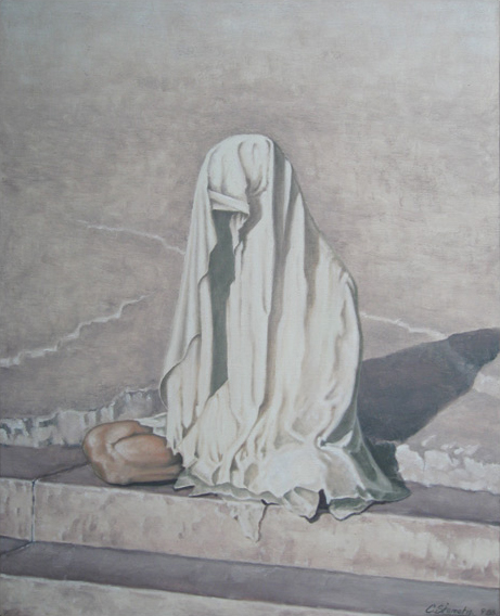 IN THE FAMILY: Beggar (1983 oil on canvas) by Stamatis' father.