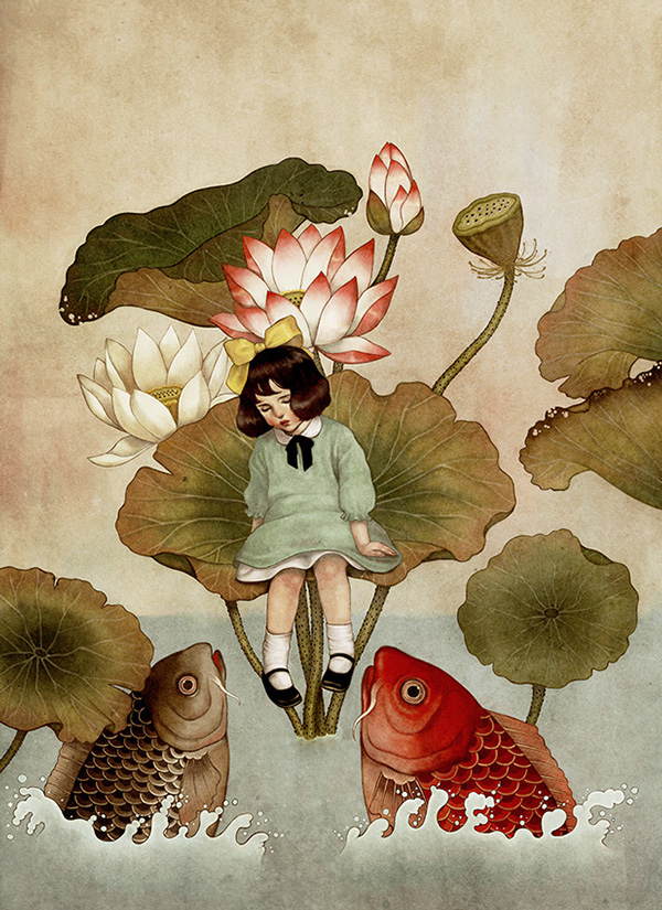 Thumbelina and Fishes 2014. Digital painting