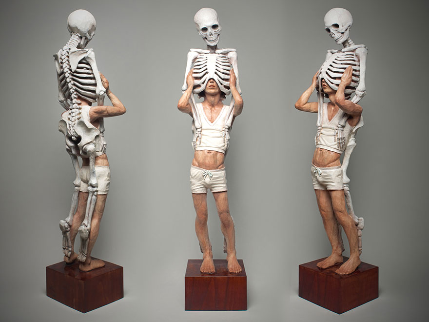yoshitoshi-kanemaki-sculpture-skeleton-man-white