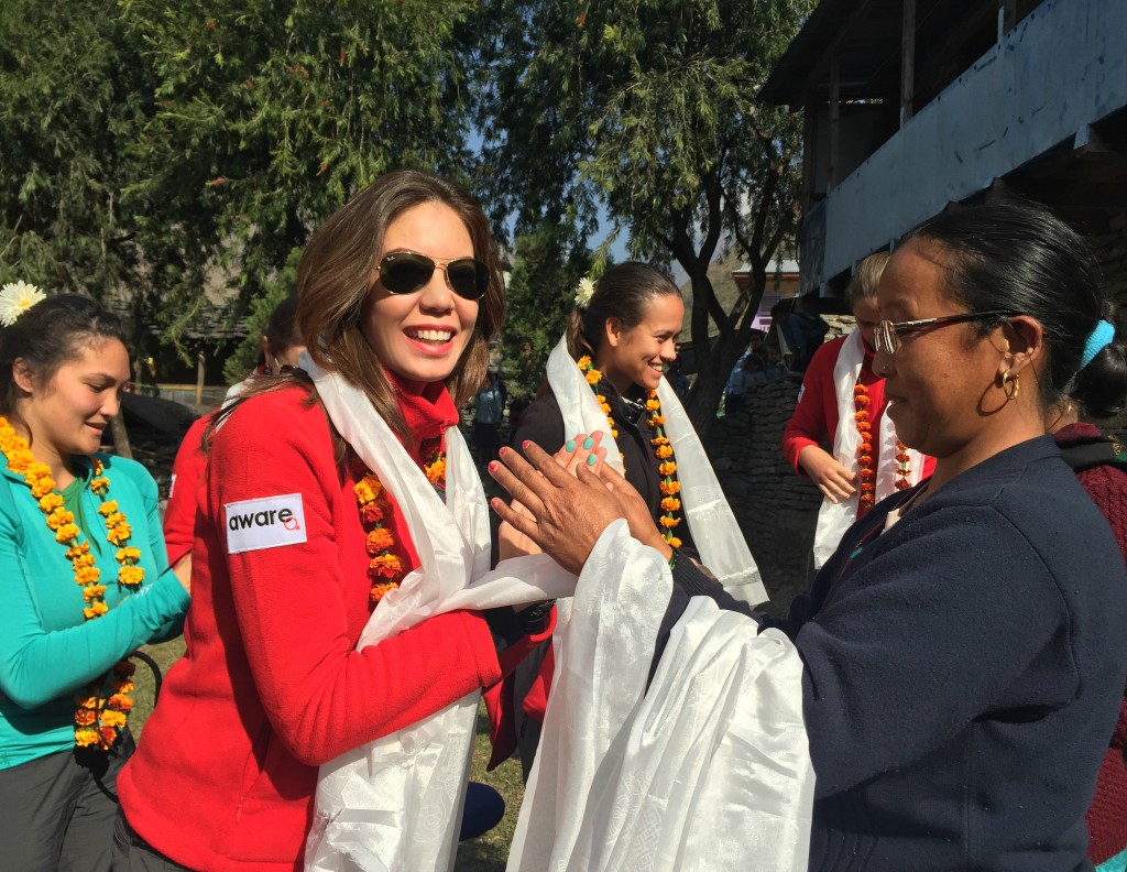 Christine Receiving a Khata -  Traditional  Silk Scarves