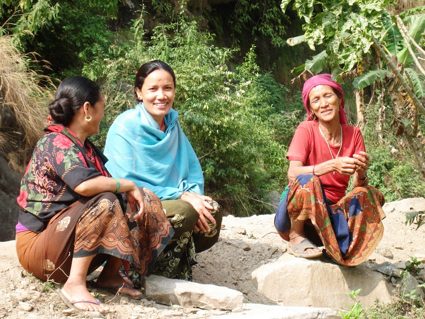 Local Women Chatting on the Trail