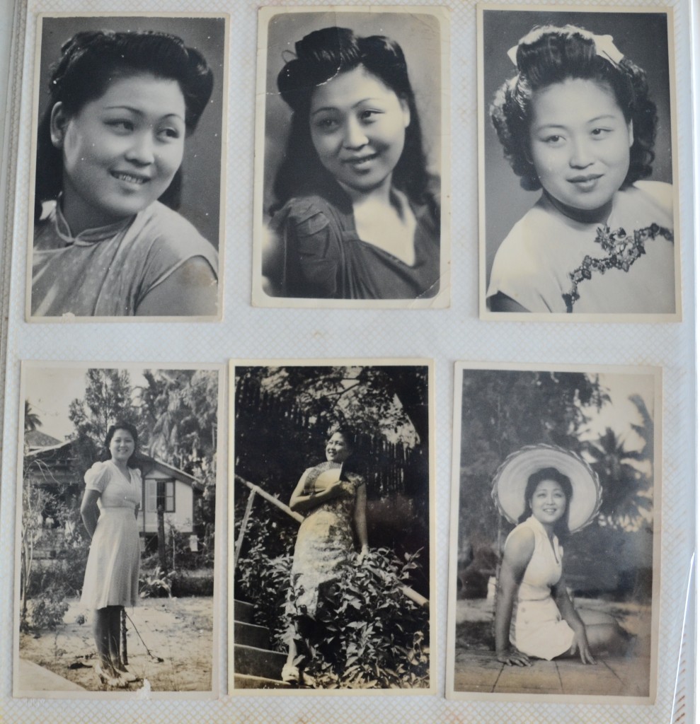 A page from Tai Ma’s photo album filled with studio and outdoor shots.