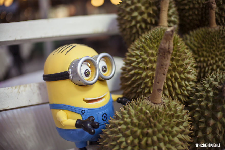 Taking in the pungent scent of the durian, the king of fruits in Southeast Asia