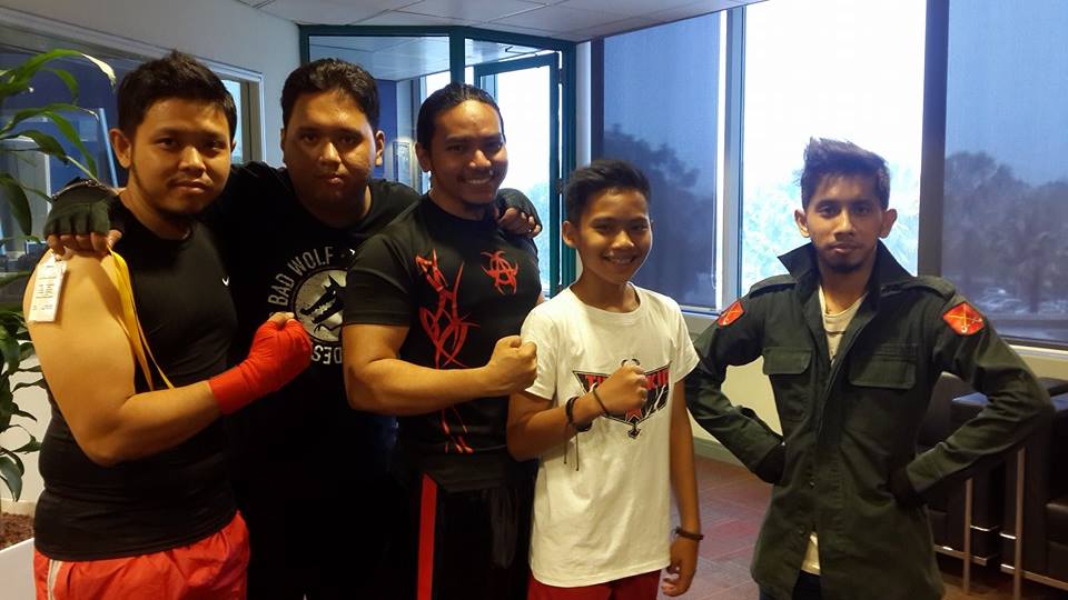 Some of the PGM athletes in their ring gear during an interview session with local radio station, Hitz.fm.