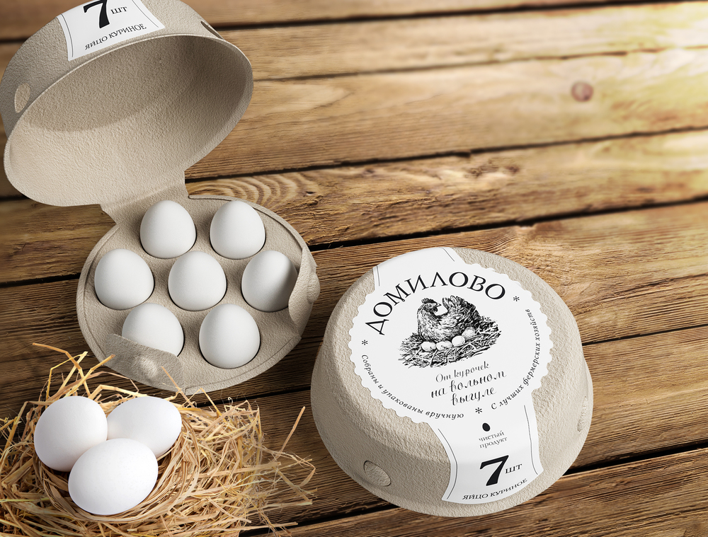 Emulating a nest, the Domilovo packaging is made of eco-friendly densely pressed cardboard