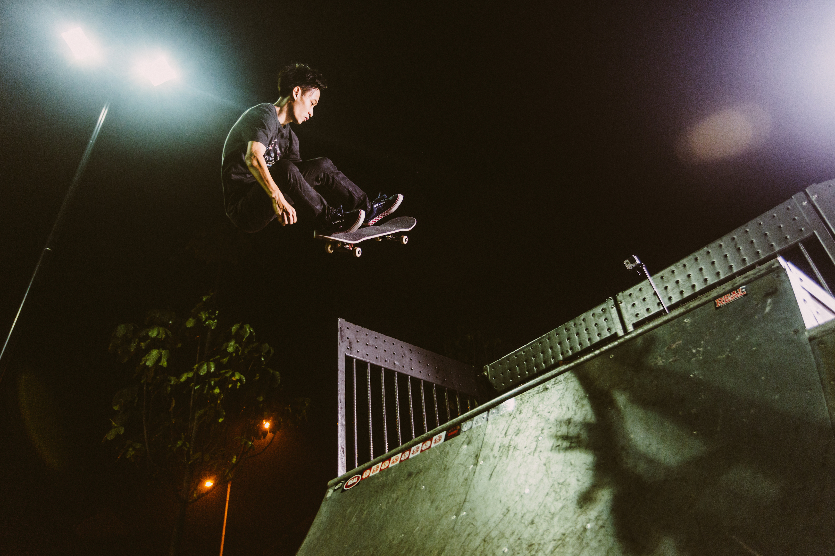 BIG AIR: Firdaus Rahman goes large with a backside grab at the Bishan Harmony skatepark a week before his Tampa Pro competition.