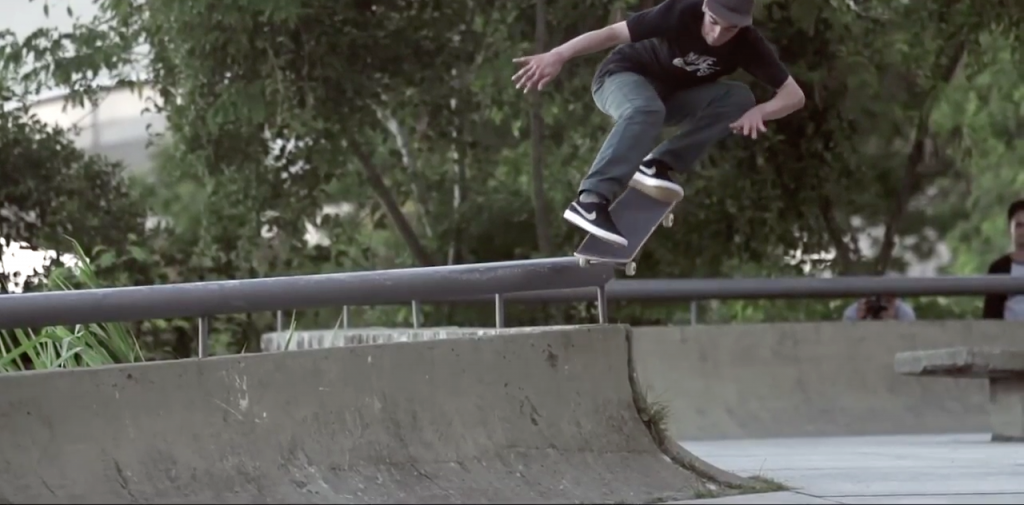 UK's Kyron Davis wall rides in Brazil.