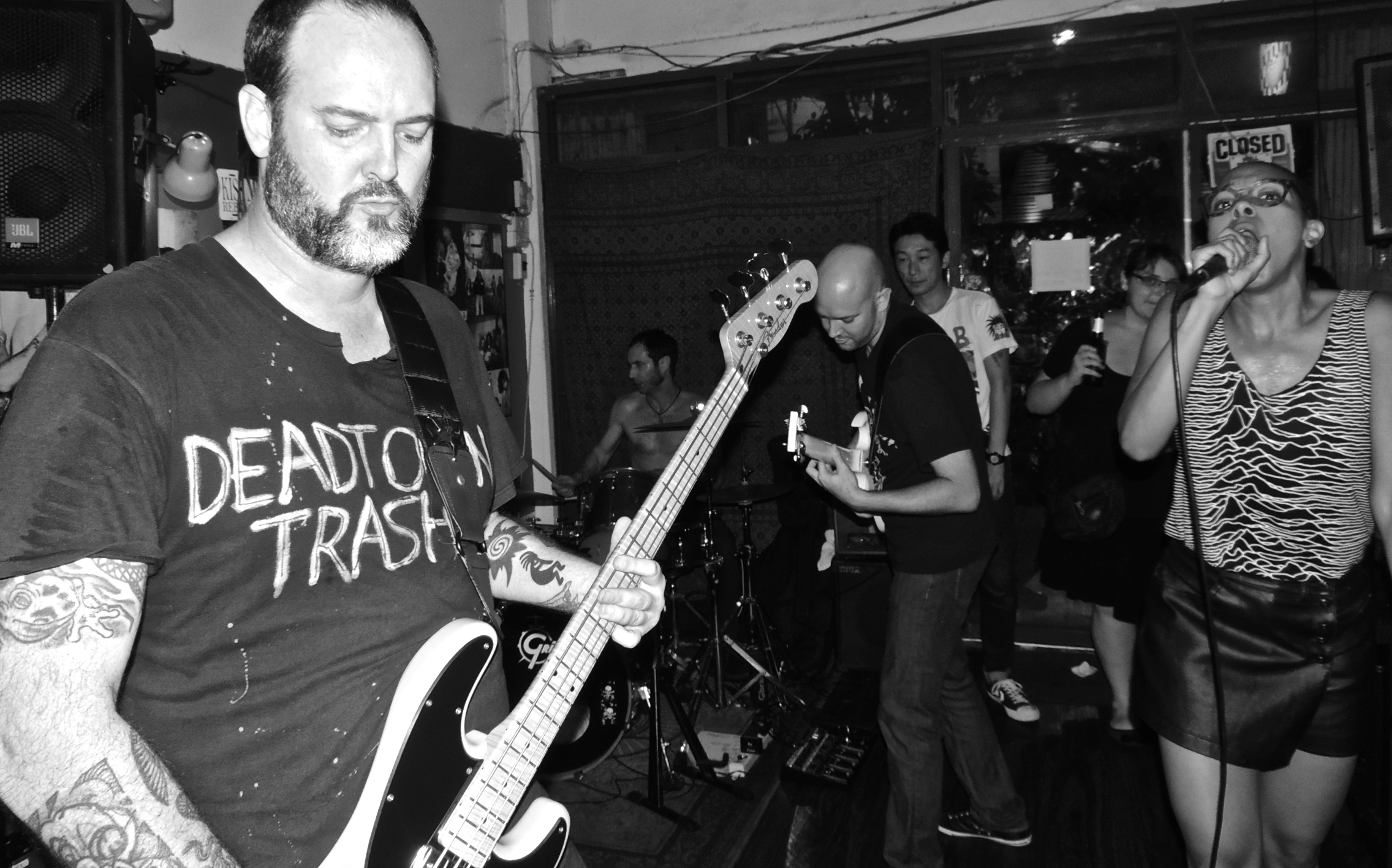 TRASHING IT: Aaron, Keith, Steve (who has left) and  Brittany of Deadtown Trash performing at at Fatty's, Bangkok.