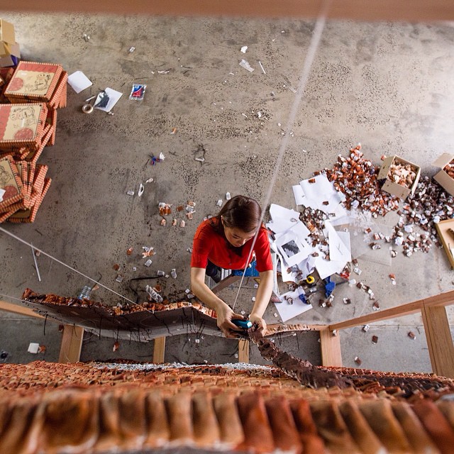 Red Hong Yi assembling her installation. Image by Jeremy Blode Photography