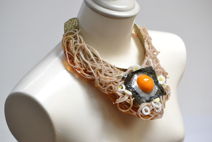 Soba noodle necklace.